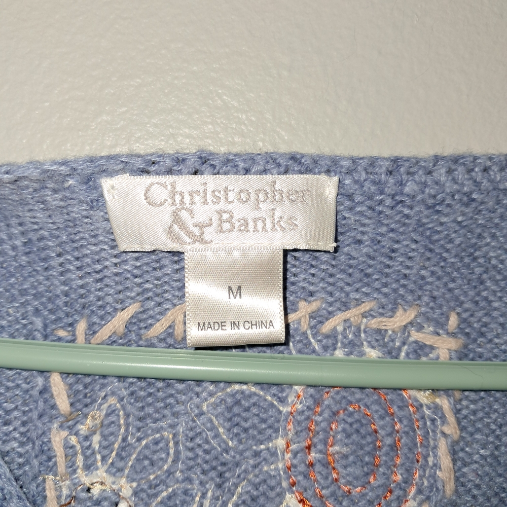 Christopher & Banks Light Blue Embroidered Knit Vest - Picture 2 of 4